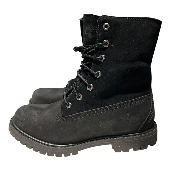 Timberland Womens 6.5 Black Waterproof Fold Down Fleece Lined Winter Boots - Picture 8 of 15